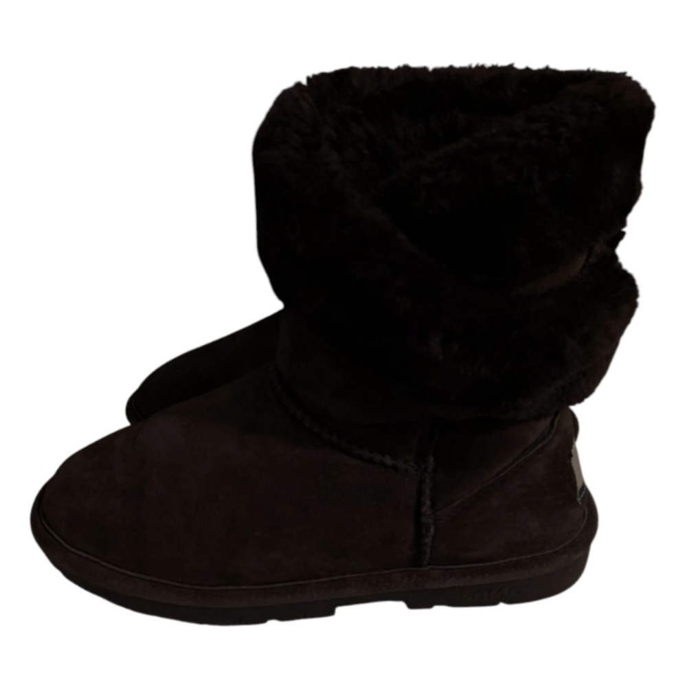 Lamo Essentials Dark Brown Suede Faux Fur Warm Winter Boots Women's Size 8